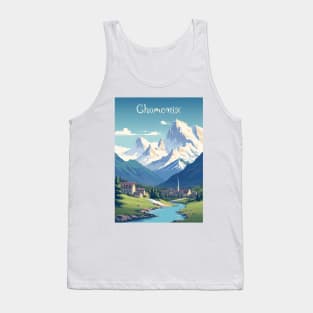 Chamonix, Mont Blan, Ski Poster Tank Top